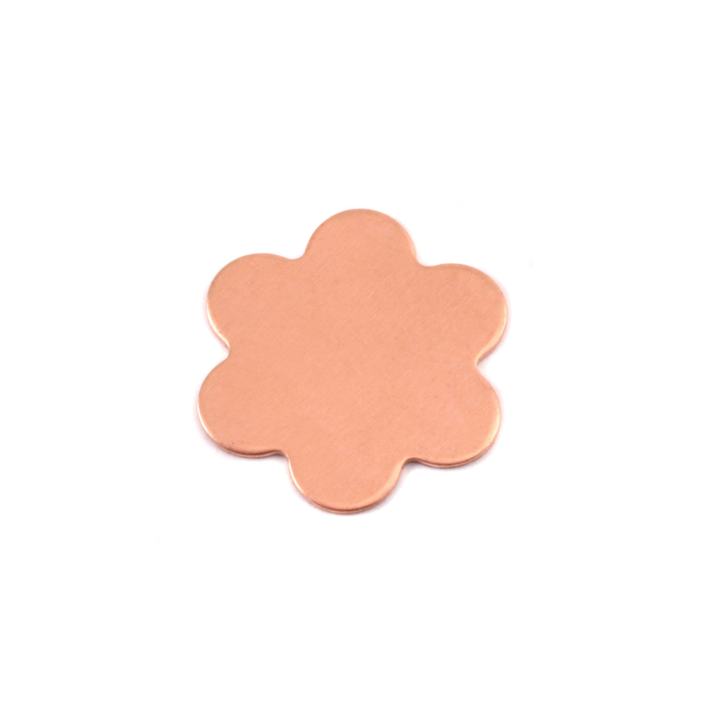 Metal Stamping Blanks Copper Flower with 6 Petals, 17mm (.67"), 24g, Pack of 5